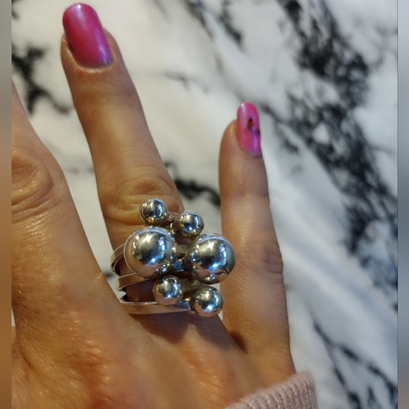 Sterling Silver Bubble Statement Ring - Picture 7 of 13